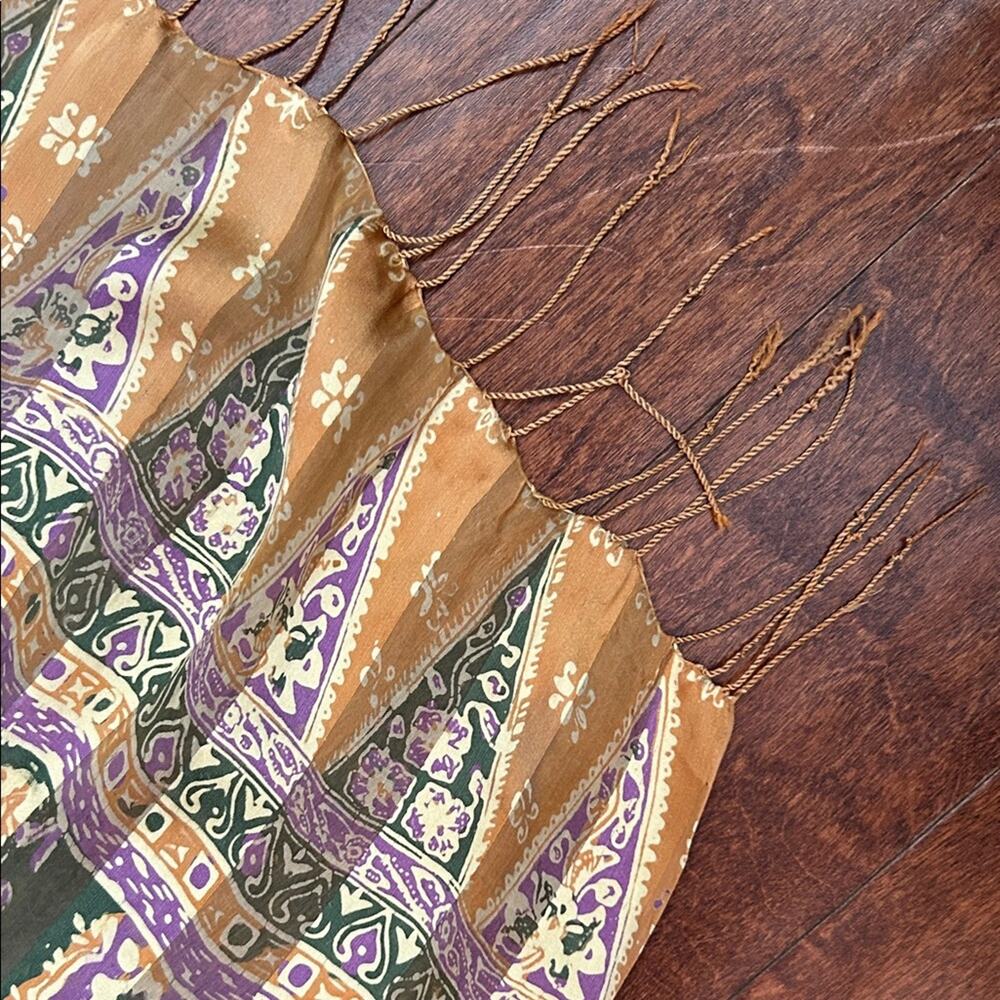 Oversized Bohemian Multicolor Patterned Silky Scarf - Picture 8 of 15